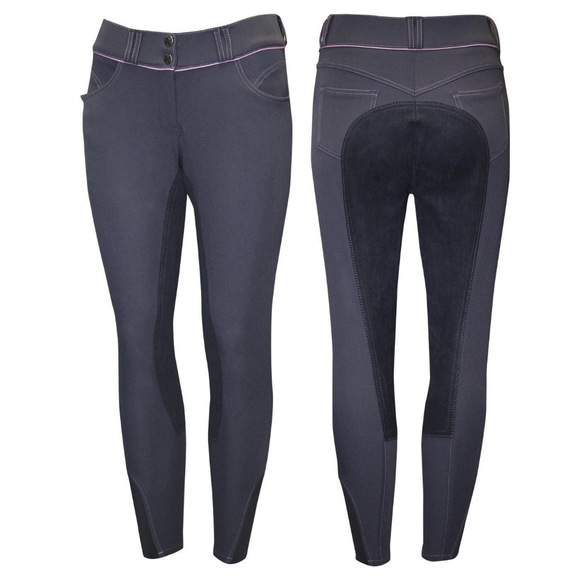 Elation Platinum Hudson Full Seat Breech Grey/Mauve 26R Horse Riding Pants - Picture 1 of 7